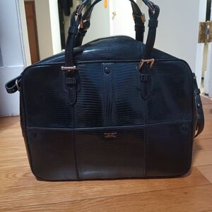 Giorgio Armani Textured Black Exotic Lizard Handbag